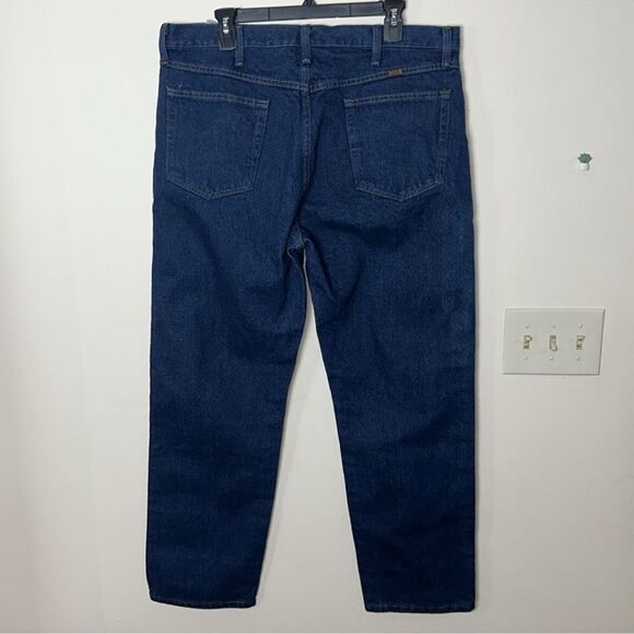 RUSTLER x WRANGLER 38 x 30 Vintage Dark Wash Regular Fit Four Pocket Jeans - Picture 3 of 13